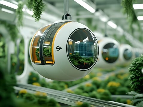Cutting Edge Logistics Network with Levitating Cargo Pods and Holographic Inventory Management A Retro Futuristic Inspired Aeropolis Environment with Gleaming Chrome Glass and Hyper Detailed Textures