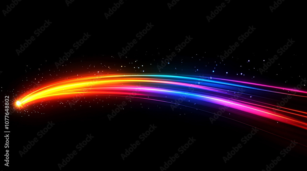 Poster lines in the shape of a comet against a dark background. illustration of high speed concept. motion 