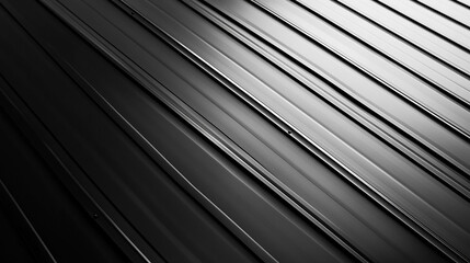 Obraz premium Black metal plate roof top, Seamless surface of galvanized steel. Industrial building wall made of corrugated metal sheet, flat background photo texture for mockup illustration.
