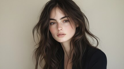 Naklejka premium Captivating Portrait of a Natural Beauty with Soft Features