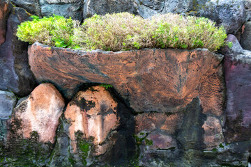 Artificial Wall Relief Texture Made of Cement and Sand Material