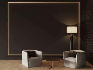 Loung living space in bedroom, hotel room or office lobby. 