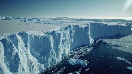 Fototapeta premium Discover satellite images of polar regions. See the stark contrast of icy landscapes and the way glaciers shape the environment from above