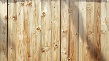 Fototapeta premium Wall made of wooden panels texture. Vertical wooden slats for facade cladding. Timber stripes made of beige pine a modern plank surface for interior and exterior design mockup illustration.