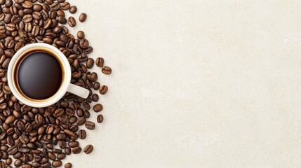 Naklejka premium Savor a warm cup of coffee brewed from rich beans, perfect for a refreshing start to your day or a cozy afternoon break.