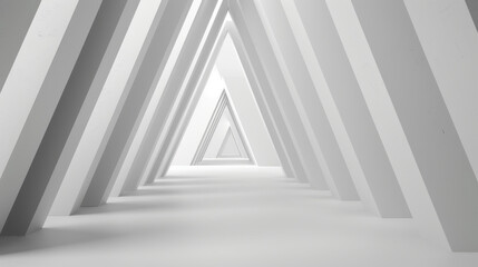 Obraz premium Step into a vast, empty corridor with sleek white walls and glowing lights, a perfect blend of modern and futuristic design.