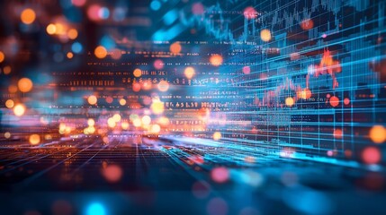 Fototapeta premium Detailed Technical Analysis of Financial Market Trends and Indicators Displayed on a Digital Screen Candlestick Patterns Bollinger Bands and RSI Charting for Investment Research and Forecasting