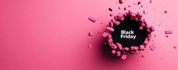 Pink shattered hole with black friday text