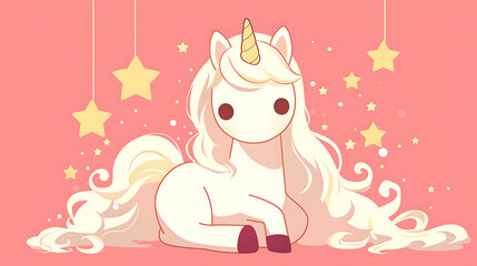 Unicorn cute horse one horn with simple background