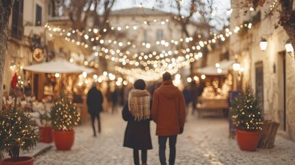 Abstract blur urban city street road with people walking and lighting bokeh for background. , isolated on white background,  , copy space, copy space for text,