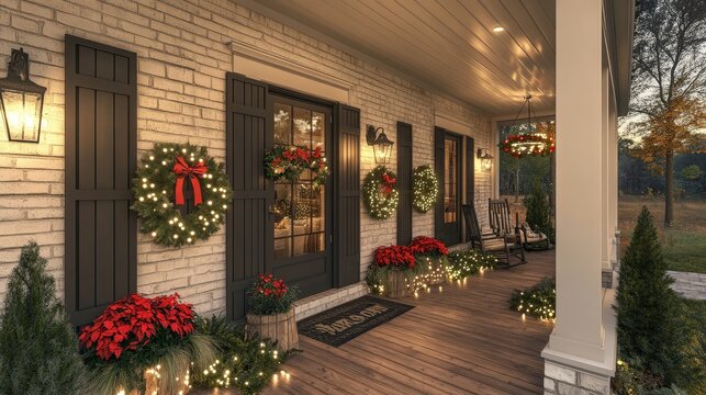 How to decorate your front porch for Christmas? Explore festive ideas like wreaths, string lights, and seasonal plants to welcome guests during the holidays