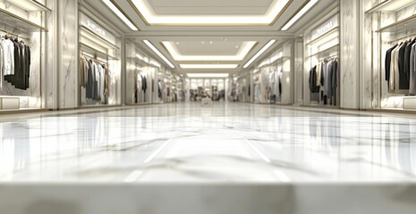 Empty marble table in clothing store