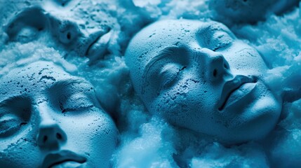 Surreal Mosaic of Faces in a Sea of Ice