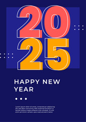 Colorful Stylish New Year 2025 Cover Poster Design Background