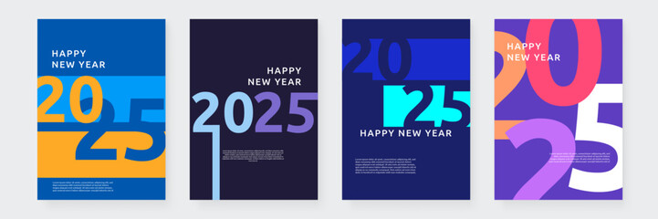 Happy New Year 2025 Flat Colorful Design Poster Collection