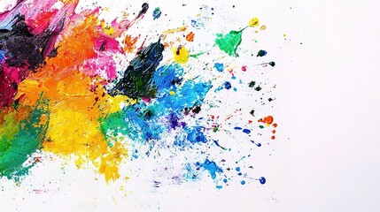 Vibrant and Colorful Artist Palette with Paint Splashes and Abstract Texture for Creative Projects
