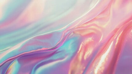 Obraz premium Iridescent pastel fabric with soft waves, abstract