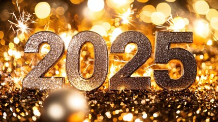 Sparkling 2025 New Year Celebration Background Image