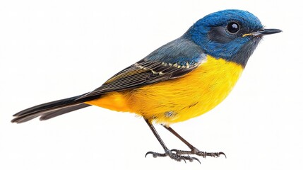 Obraz premium Stunning Isolated Blue-Fronted Redstart (Phoenicurus frontalis) Perched on a Branch Captured in High Definition with Vibrant Colors and Fine Details