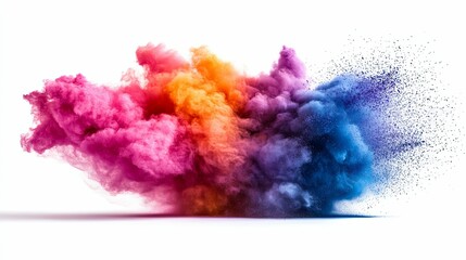 Abstract colorful powder explosion on white background