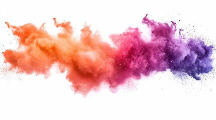 Abstract Colorful Powder Explosion on White Background