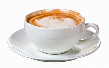 Aromatic Latte: A close-up view of a perfectly steamed cappuccino, with a delicate heart design in the frothy milk, inviting a moment of tranquility and enjoyment. 