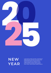 New Year 2025 Flyer Template With Blue Pink And White Style