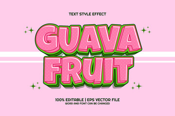 3d Guava Fruit Cartoon Editable Text Effect