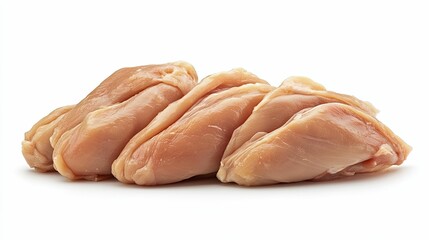 Raw Chicken Breast Fillet Portions on White Background