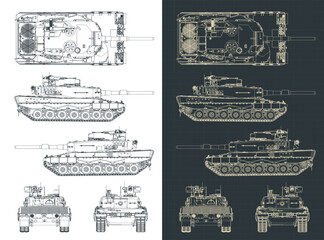 Leopard 2 german tank blueprints © blacklight_trace