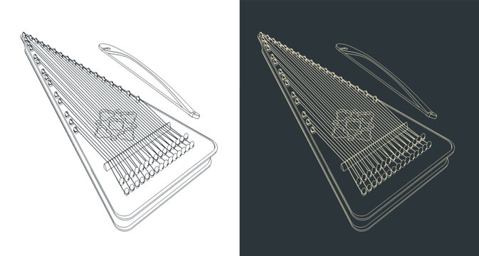 Psaltery instrument illustrations