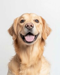 Golden Retriever Dog Portrait with Friendly Expression and Shiny Golden Fur, Ideal for Pet Lovers and Dog Enthusiasts

