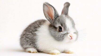 Fototapeta premium Adorable and Cute Bunny Rabbit Isolated on a White Background Ideal for Symbolizing Innocence and Playfulness in Various Creative Projects