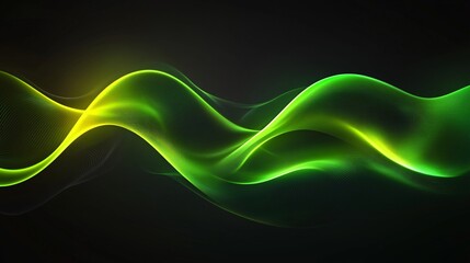 Naklejka premium Abstract background with green and blue wavy lines on black background. 