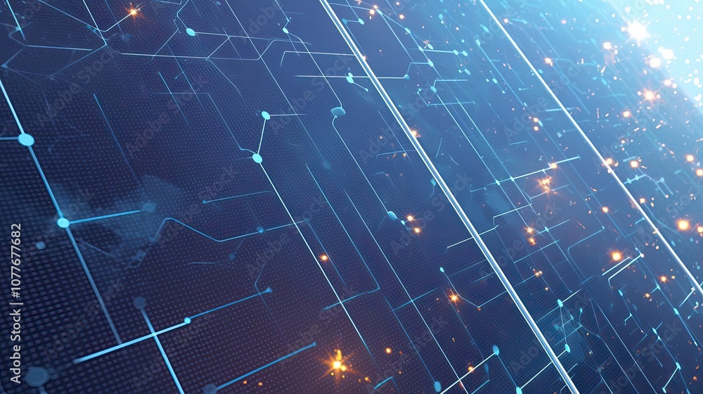 Poster abstract digital network with glowing lines and points