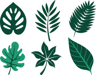 Vibrant silhouette summer Leaves Collection set - Flat Vector Illustration