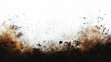 High-Quality Image of Dirt and Soil on White Background, Isolated Natural Element Perfect for Creative and Commercial Use, Detailed Textures Show Natural Organic Matter and Earth Components