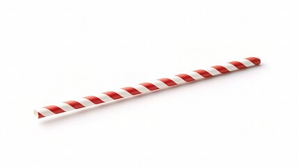Fototapeta premium Eco-Friendly Biodegradable Paper Drinking Straw in Red and White Stripes for Sustainable Beverage Enjoyment, Ideal for Parties and Events