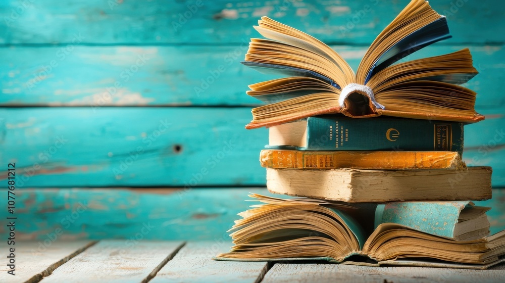 Poster Create an engaging online learning setup with books and a tablet on your mini standard desk