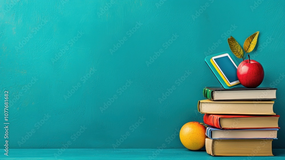 Poster enhance learning at your student desk with educational apps and a tablet for effective study practic