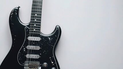 Electric Guitar Isolated on White Background Featuring Vintage Style and Unique Design for Music Themes, Creative Projects, and Artistic Presentations