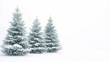 Obraz premium Isolated Evergreen Trees in Snowy Landscape for Christmas Decor with White Background Ideal for Holiday-Themed Projects and Seasonal Designs