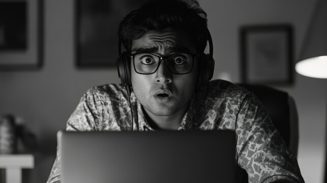 Surprised Individual at Desk