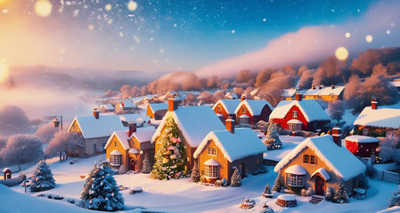 winter landscape with houses