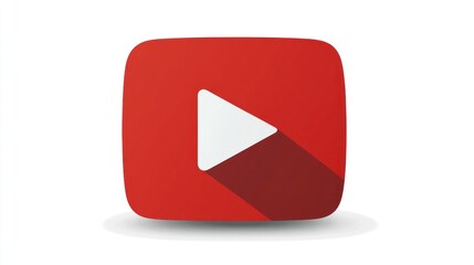 3d youtube logo social media icon yt white play button square box isolated on png transparent background.