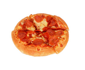 pepperoni pizza on white background