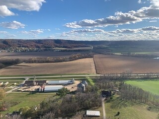 scenic view of farm and fields