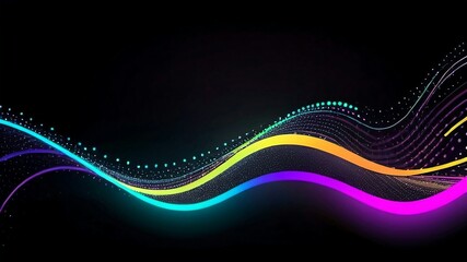 Abstract background with multicolor lines and dots.