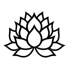 Elegant Lotus Flower Design Black and White Floral Illustration Spiritual Symbol