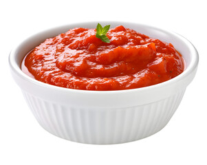 Tomato sauce in a bowl, pizza sauce  on transparent background